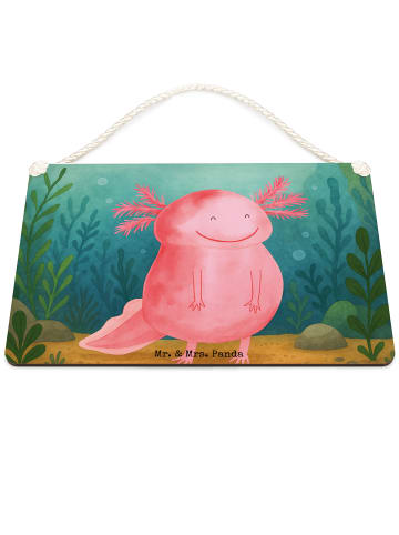 Mr. & Mrs. Panda Schild Axolotl Glücklich Design ohne Spruch in Weiß