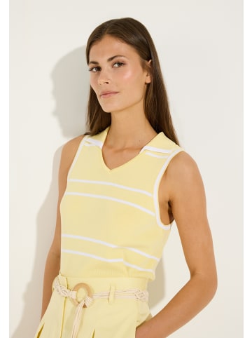 More & More schmales, gestreiftes Strick-Polotop in stripes yellow/white