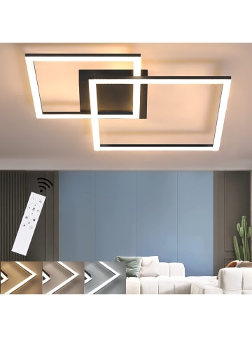 ZMH Deckenleuchte LED in schwarz 2-flammige eckig dimmbar 54W L 57cm