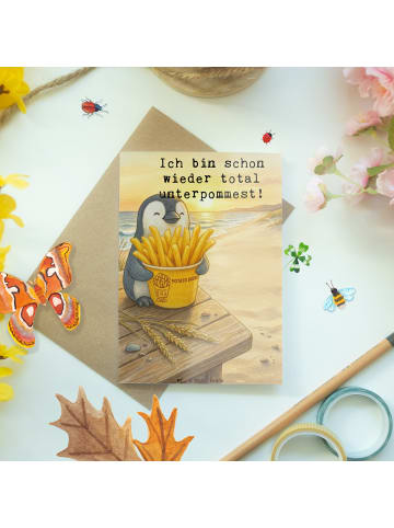 Mr. & Mrs. Panda Grußkarte Pinguin Pommes Eimer Design mit Spruch in Weiß