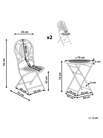 Beliani 3-tlg Bistro Set BIVIO in Grün