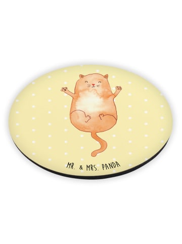 Mr. & Mrs. Panda Rund Magnet Katze Umarmen ohne Spruch in Gelb Pastell