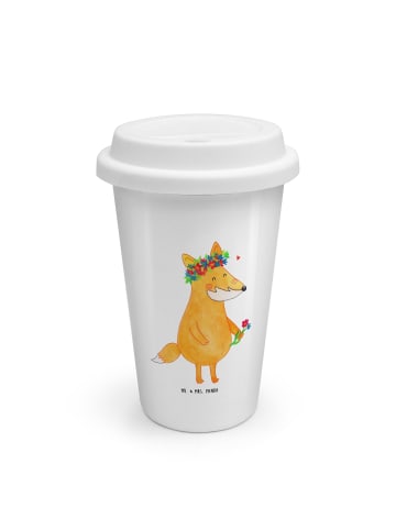 Mr. & Mrs. Panda Kaffeebecher Fuchs Blumen ohne Spruch in Weiß