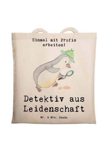 Mr. & Mrs. Panda Tragetasche Detektiv Leidenschaft mit Spruch in Creme