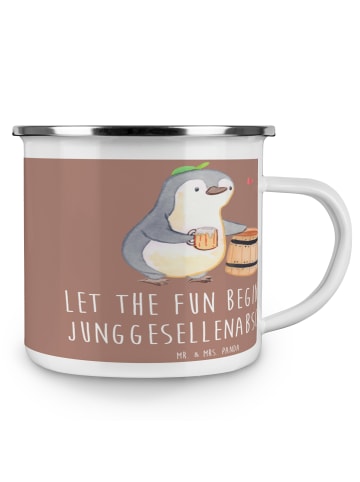 Mr. & Mrs. Panda Becher Junggesellenabschied Spaß mit Spruch in Braun Pastell