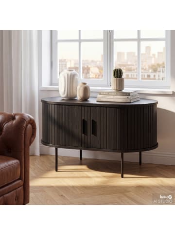 home24 home24 Kommode Couchtisch aus Echtholzfurnier im skandinavischen Stil in Eiche Schwarz