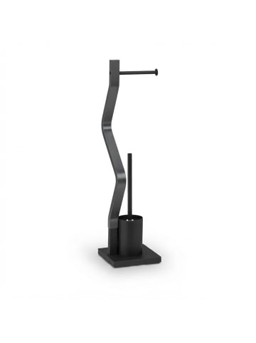 relaxdays WC Garnitur Schwarz/ Grau - (B)18,5 x (H)75 x (T)18,5 cm