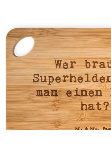 Mr. & Mrs. Panda Schneidebrett Spruch Neffe Held mit Spruch in Braun