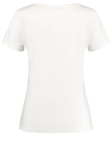 TAIFUN T-Shirt Kurzarm Rundhals in Offwhite gemustert