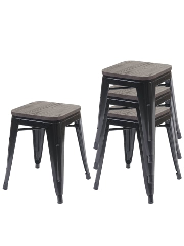 MCW 4er-Set Hocker A73 im Industriedesign, Schwarz