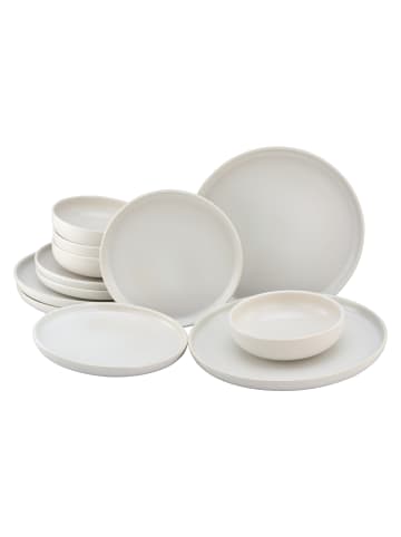 CreaTable CreaTable Uno offwhite Teller Set 12 teilig in Weiß in Weiß