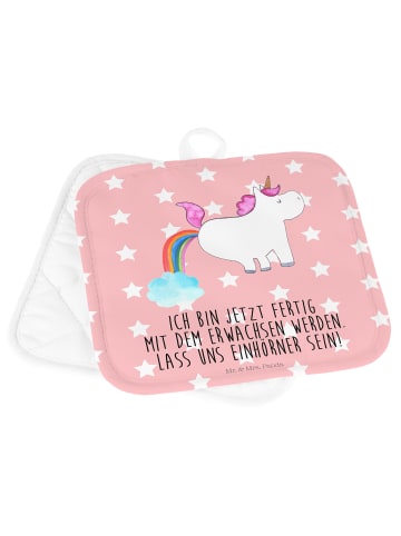 Mr. & Mrs. Panda kochhandschuhe Einhorn Pupsen mit Spruch in Rot Pastell