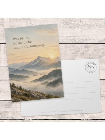 Mr. & Mrs. Panda Trauerspruchkarte Berg ruhig Design mit Spruch in Weiß
