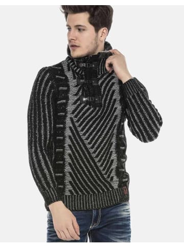 Cipo & Baxx Pullover in BLACK-GREY