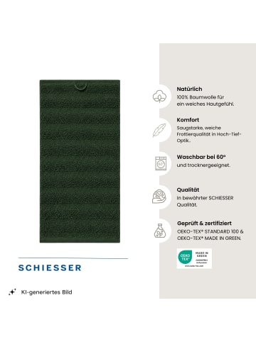Schiesser Frottier-2er-Set: Duschtücher Neapel in Dunkelgrün