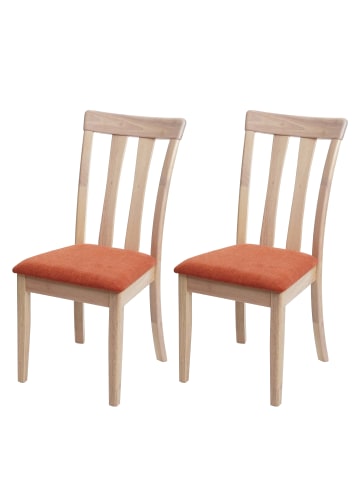MCW 2er-Set Küchenstuhl G46, Naturfarbenes Gestell, orange