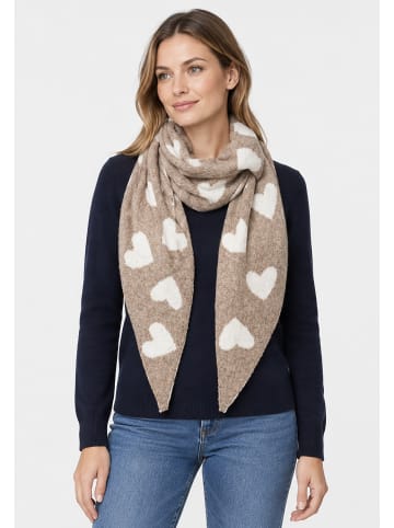 Faera Dreieckstuch Herzmotiv Weiche Strickstruktur in Beige