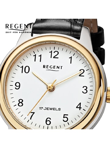 Regent Analog-Armbanduhr Regent Lederarmband schwarz mittel (ca. 32mm)