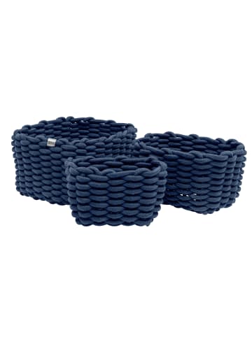 Tom Tailor Geflochtene Aufbewahrungskörbe, 3er Set in Marineblau, 30 x 19 x 25 cm