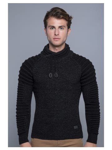 CARISMA Strickpullover Strick-Pullover mit Schalkragen und gerippten Ärmeln in Anthra (Black)