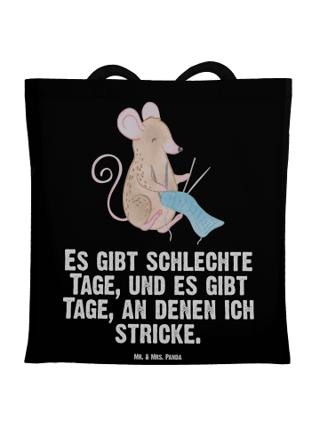 Mr. & Mrs. Panda Laptoptasche Maus Stricken mit Spruch in Schwarz