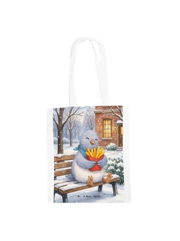 Mr. & Mrs. Panda Tasche Taube Winter Pommes Design ohne Spruch in Weiß