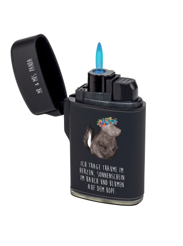 Mr. & Mrs. Panda Feuerzeug Design Stinktier  mit Spruch in Schwarz