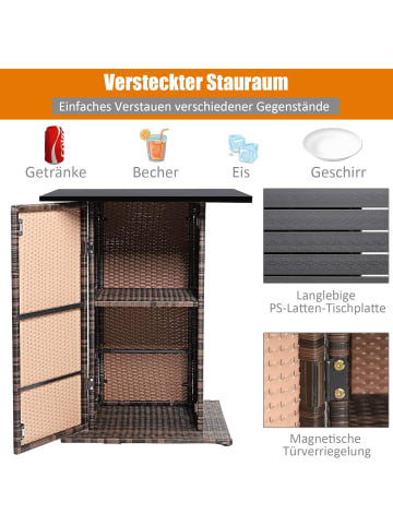 COSTWAY Polyrattan Gartenbar 5 tlg. Set in Braun