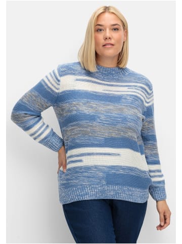 sheego Pullover in blau meliert