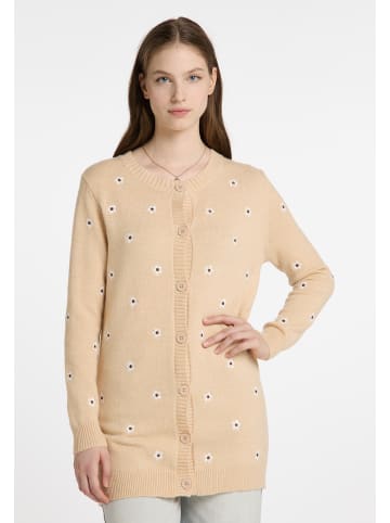 DreiMaster Damen Strickjacke Mit Stickerei in Beige