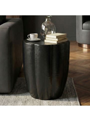 FineBuy Beistelltisch in Schwarz / Aluminium / 41x41x50