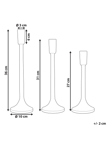 Beliani 3er-Set Kerzenständer ZIMBABWE in Gold