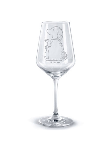 Mr. & Mrs. Panda Glas für Rotwein Hund Blume ohne Spruch in Transparent