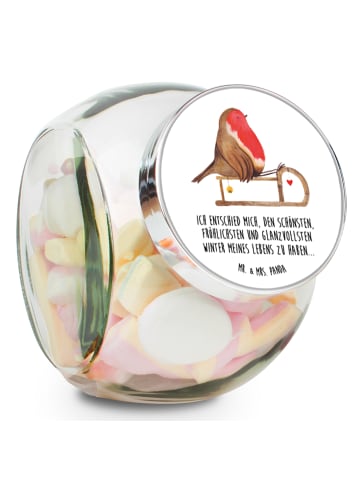 Mr. & Mrs. Panda Teedose Rotkehlchen Schlitten mit Spruch in Weiß