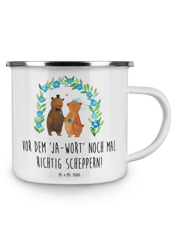 Mr. & Mrs. Panda Becher Polterabend Spaß mit Spruch in Weiß