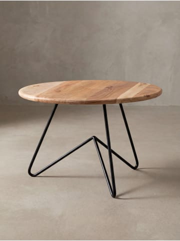 KADIMA DESIGN Couchtisch | Akazie/Metall, Rund, Industrial, Massiv