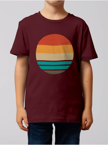 wat? Apparel T-Shirt Retro Sunset Ocean in Weinrot
