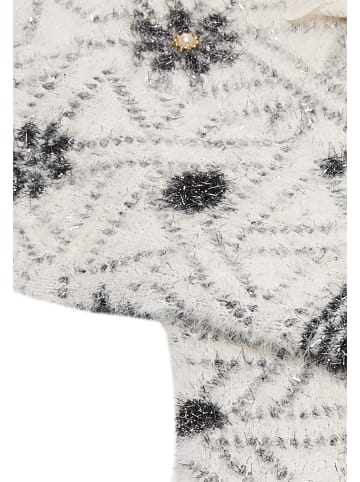 faina Damen Strickjacke in Wollweiss Schwarz