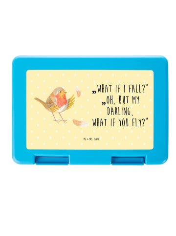 Mr. & Mrs. Panda Rundungerbrotdose Rotkehlchen Federn mit Spruch in Gelb Pastell