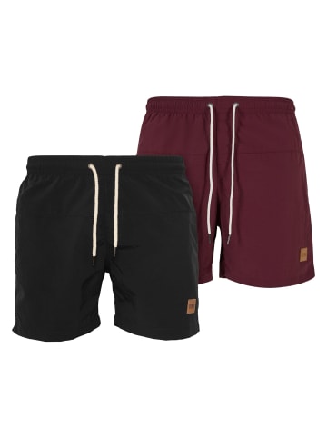 Urban Classics Urban Classics Herren Block Swim Shorts 2-Pack in blk/blk+cherry