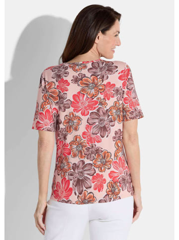 GOLDNER Kurzgröße:  Shirt Shirt in pfirsich / koralle / gemustert