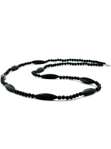 Gallay Kette 30x9mm Rillenolive Kunststoff schwarz glänzend 80cm in schwarz