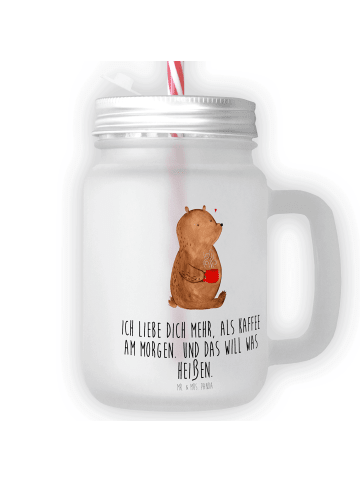 Mr. & Mrs. Panda Limonadenglas Bär Morgenkaffee mit Spruch in Transparent
