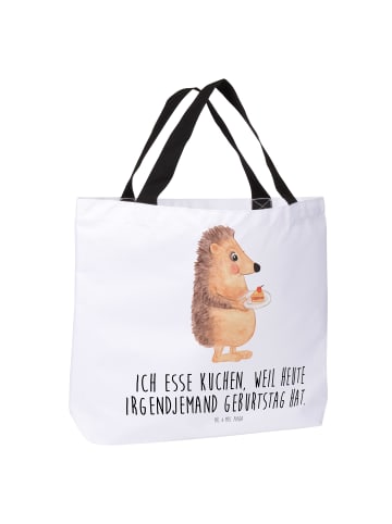 Mr. & Mrs. Panda Strandtasche Igel Kuchenstück mit Spruch in Weiß