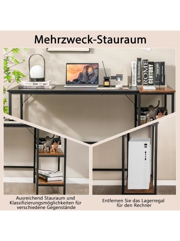 COSTWAY 140 cm Langer Schreibtisch in Schwarz