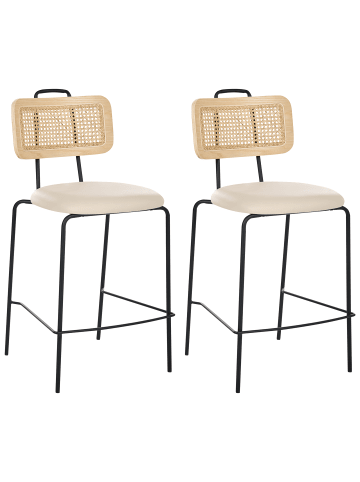Beliani 2-tlg Barhocker ADEL in Beige/Schwarz