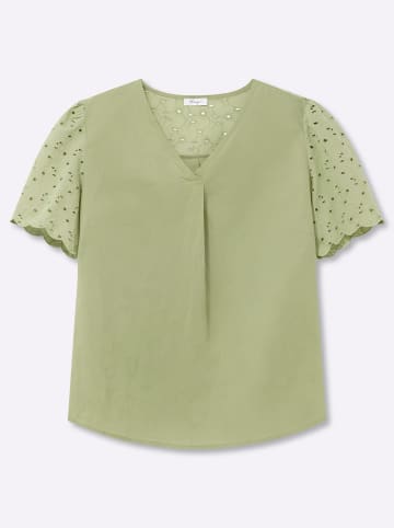 sheego Kurzarmbluse in schilf