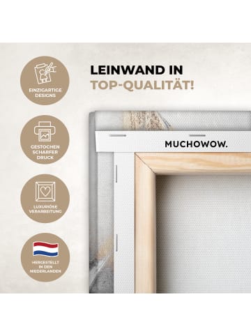 MuchoWow Leinwand bilder Abstrakte Kunst weiß gold (BxH)
