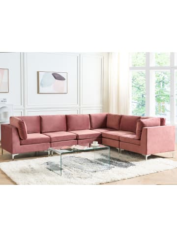 Beliani Ecksofa EVJA in Rosa - (W) 300 x (H) 84 x (L) 235 cm