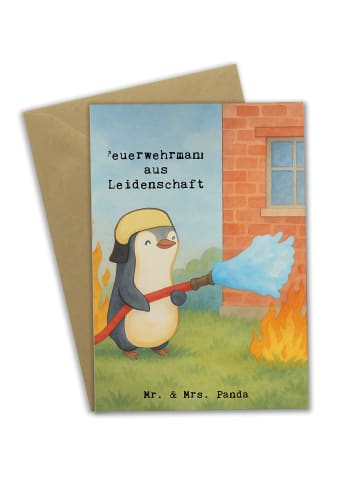 Mr. & Mrs. Panda Grußkarte Feuerwehrmann Leidenschaft Design mit... in Weiß